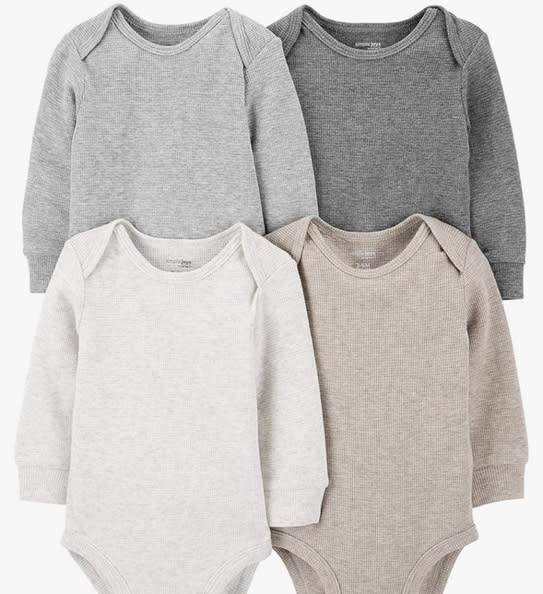 Simple Joys by Carter's Baby 4-pack Soft Thermal Long Sleeve Bodysuits