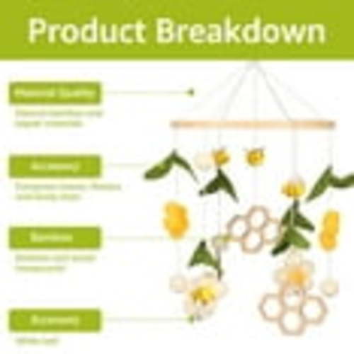 NUAHRHY Baby Crib Nursery Mobile Bamboo Wood Mobile Baby Wind Chimes Cute Baby Crib Mobile Toy Soothing Crib Nursery Mobile Hanging Bee Flowers Crib Decor Auditory Visual Development for Baby Crib