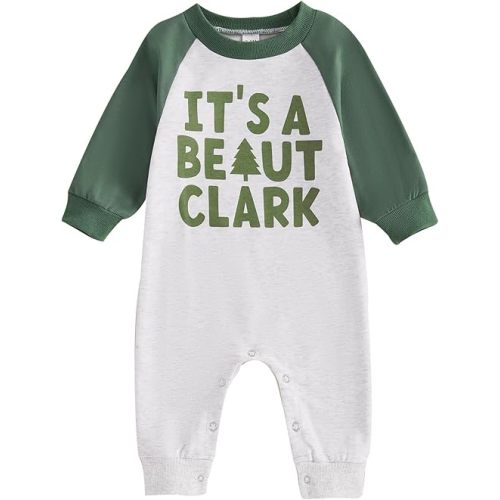 FYBITBO Infant Baby Boy Girl Clothing Santa Long Sleeve Jumpsuit Romper Newborn First Christmas Outfit One Piece Clothes