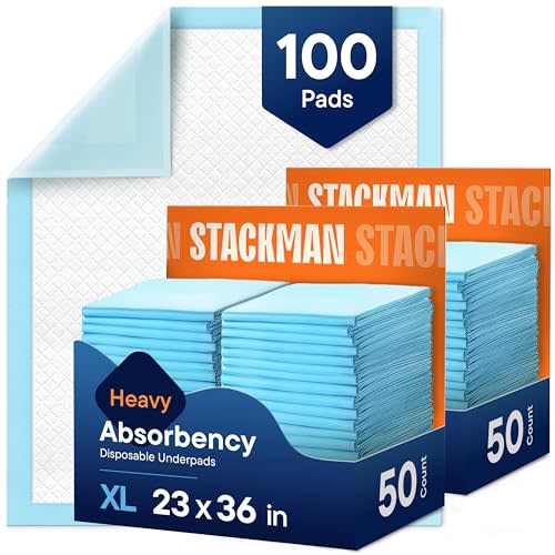 Chucks Pads Disposable [100-Pack] Adult Incontinence Underpads 23"x 36" Large Absorbent Fluff Protective Bed Pads, Toddler Mattress Pads - Pee Pads for Pets, Kids & Adults - Dog & Puppy Training Pads