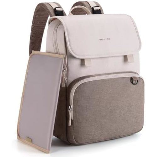 mommore Diaper Bag Backpack Unisex Baby Bag Large Diaper Backpack with Changing Pad, Insulated Pockets, Stroller Buckles, Durable Travel Backpack with Luggage Strap