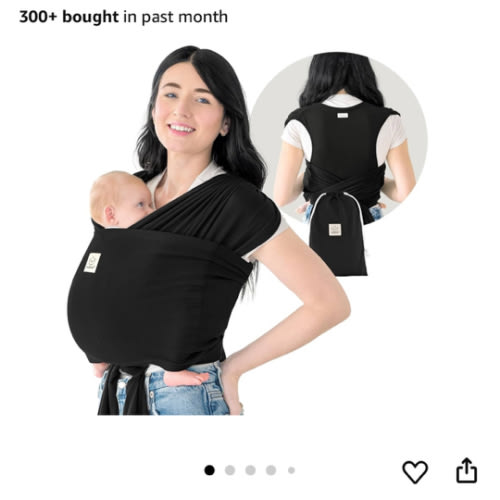 KeaBabies Baby Wrap Carrier Ring Sling - Easy to Wear, Adjustable D-Lite Baby Carrier Newborn to Toddler, Infant Carrying Shirt, Hands Free Bonding, Breathable Fabric Wearing Wrap (Trendy Black)