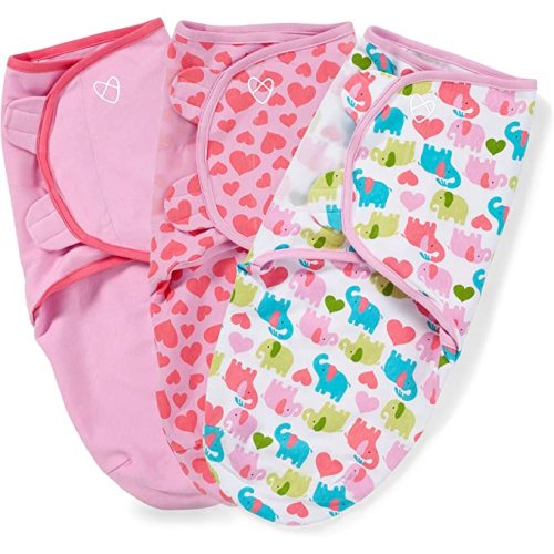 SwaddleMe Original Swaddle - Size Small/Medium, 0-3 Months, 3-Pack (Elephant Hearts) Easy to Use Newborn Swaddle Wrap Keeps Baby Cozy and Secure and Helps Prevent Startle Reflex