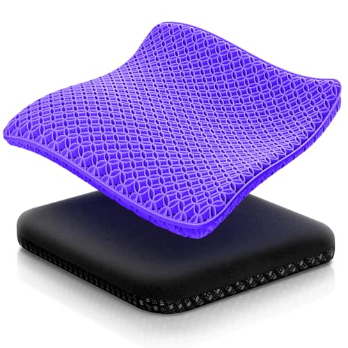 Seat Cushion, Thickened Big Gel Seat Cushion, Strong Support, Sciatica & Back Pain Relief, Breathable Cool Suitable as Office Chair Cushion, Car Seat Cushion, Wheelchair Cushions, 2 Non-Slip Covers