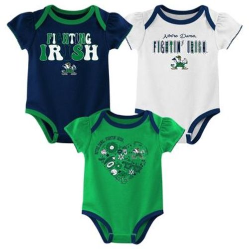 NCAA Notre Dame Fighting Irish Infant Girls' 3pk Bodysuit - 0-3M