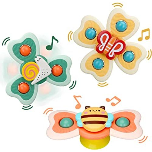 Spinning Sensory Learning Toys for Toddlers 1-3, Baby 6-12-18 Months Suction Cup Spinner Toy,Baby Bathtub Bath Toys, Birthday Gifts for 1 Year Old and 2 Year Old Boys and Girls