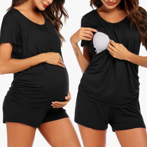 Ekouaer Womens Maternity Pajamas Nursing Pjs for Breastfeeding Soft Postpartum Lounge Sets Sleepwear Layer Pregnancy Clothes
