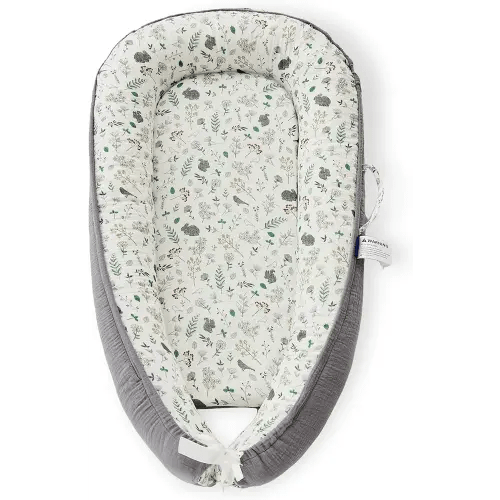 Premium Muslin Baby Lounger - Foldable, Adjustable & Breathable Infant Seat for 0-24 Months, Portable Travel Design with Mesh Liner, Soft & Cozy for Home & On-The-Go