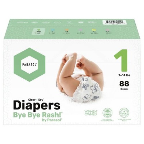 Parasol Clear+Dry Natural Disposable Diapers - Size 1 - 88ct