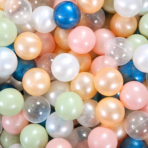 STARBOLO Ball Pit Balls - Pearl 6 Color BPA&Phthalate Free Non-Toxic Crush Proof Play Balls Soft Plastic Balls for 1 2 3 4 5Years Old Toddlers Baby Kids Birthday Pool Tent Party (2.16inches,100pcs).