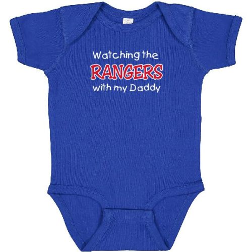 Curiositees Watching the Rangers with My Daddy Baby Boy's Bodysuit Outfit Tee - Royal