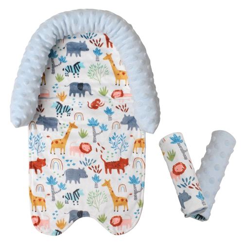 Car Seat Head Support Infant & Strap Covers, Infant Car Seat Insert for Newborn, Soft Minky Dot Baby Car Seat Cushion for Strollers, Swings, Bouncers