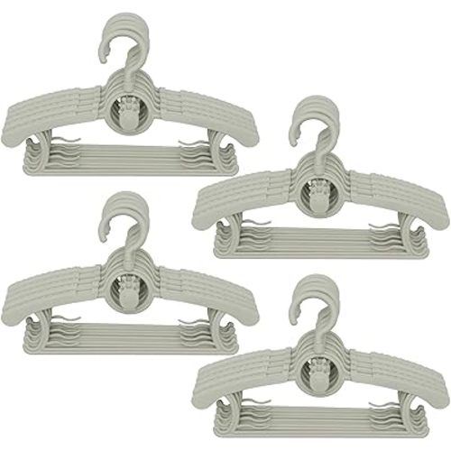 Baby Clothes Hangers 20pcs, Adjustable Kids Hangers, 360° Swivel Hook Toddler Hangers, Grey Plastic Infant Hangers, Space Saving Stackable Childrens Hangers, Suitable for Various Types of Clothing