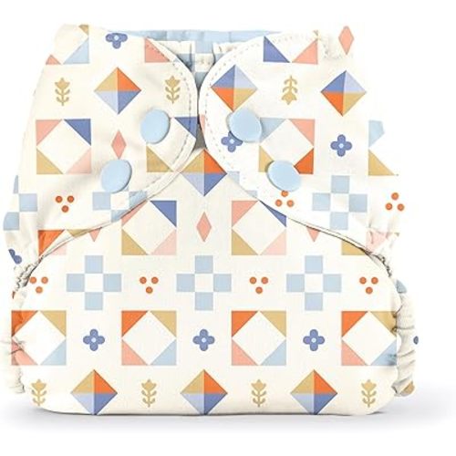 Esembly Cloth Diaper Cover - Reusable Swim Diaper, Waterproof, Breathable - Adjustable Outer Layer Over Absorbent Inner for Blowout Protection - Quilted, Size 1 (7-17lbs)