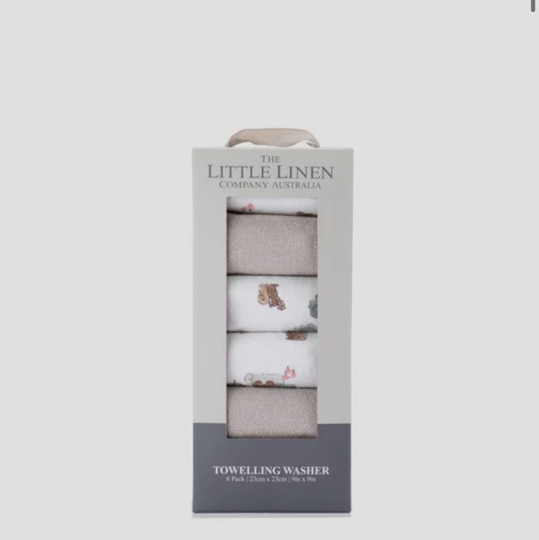 Little Linen Baby Towelling Wash Cloths 6PK - Willow Bear – Little Linen Created