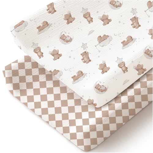 MairMore Changing Pad Cover for Neutral Baby Muslin Soft Cotton Diaper Changing Table Pad Cover Changing Pad Sheets for Girls and Boys - 2 Pack