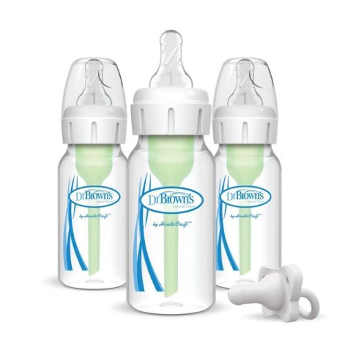 Dr. Brown's 4oz Anti-colic Options+ Narrow Baby Bottle With Level 1 Slow Flow Nipple & Happypaci Pacifier - 0m+