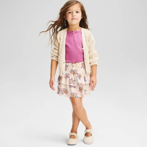 Toddler Girls' Floral Skort - Cat & Jack™ Cream 18M
