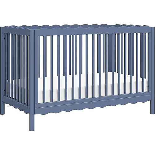 babyletto Swell 4-in-1 Convertible Crib with Toddler Bed Conversion Kit in Cove Blue, Greenguard Gold Certified