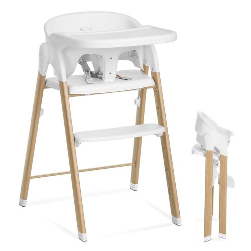 Evolur Nimbus High Chair in Dark Grey, Easily Converts from Baby High Chair to Adult Stool, Compact and Easy to Fold Portable, Easy to Clean, Adjustable and Removable Tray