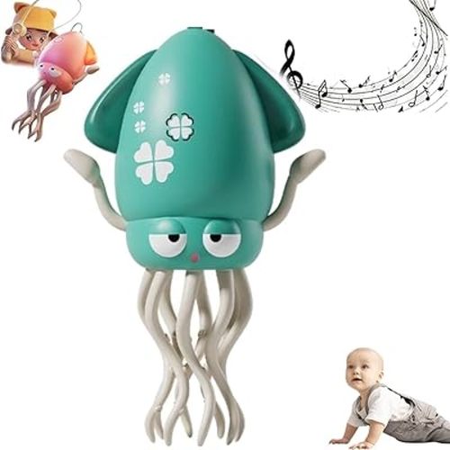 Electric Dancing Octopus Toy, Automatic Swing Magic Obstacle Avoidanceoctopus, Crawling Dancing Automatic Obstacle Avoidance Octopus Sensor Toy with LED & Music(Green)