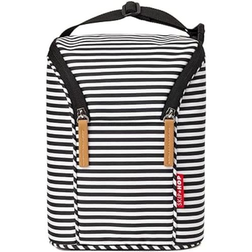 Skip Hop Baby Bottle Bag, Grab & Go, Black/White Stripe