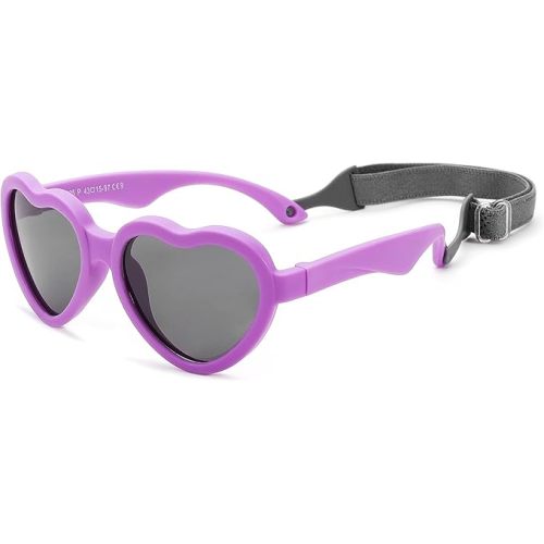 COASION Baby's First Sunglasses with Strap, Unbreakable Polarized Newborn Infant Heart Sunglasses for Ages 0-24 Months