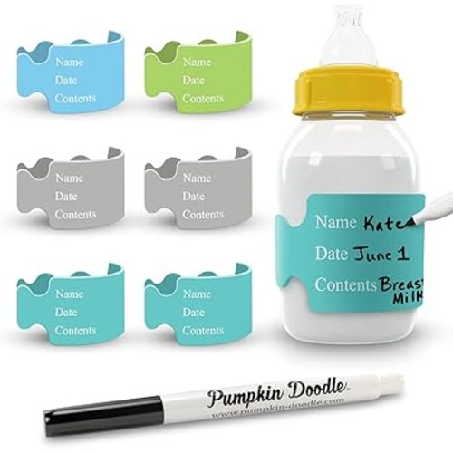 Pumpkin Doodle The Original Write and Reuse Baby Bottle Labels for Daycare