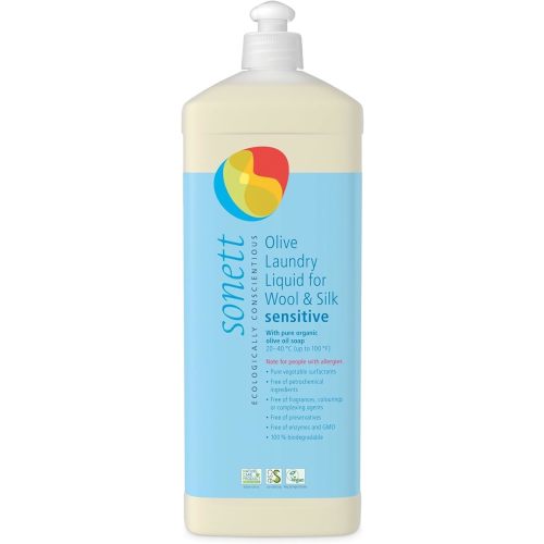 Sonett Organic Olive Laundry Liquid for Wool and Silk, Sensitive skin 34 oz/1L (Sensitive Olive Laundry Liquid for Wool and Silk) Certified Organically Grown