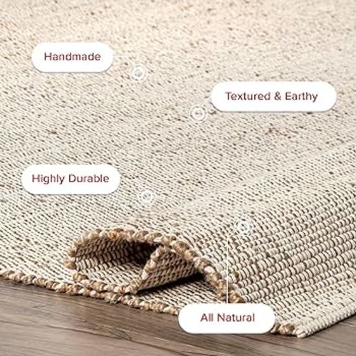 Amazon.com: nuLOOM 9x12 Elfriede Jute & Cotton Hand Woven Area Rug, Natural, Solid Rustic Farmhouse Style, Weaved Design, Natural Fiber, For Bedroom, Living Room, Dining Room, Hallway, Office, Entryway : Home & Kitchen