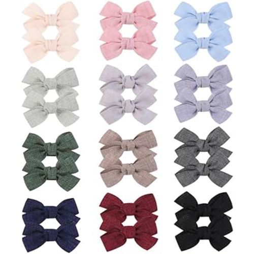 Baby Girl Hair Clips Set, 24 Pcs Hair Bows Barrettes Handmade Accessories Alligator Clip for Little Girls Babies Toddlers Child Kids Teens Gifts