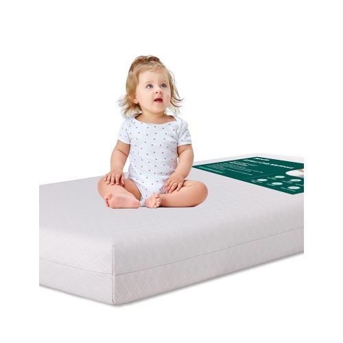 BABELIO Crib Mattress Memory Foam Toddler Mattress 2-Stage Standard Size Baby Mattress with Removable Waterproof Cover Grey
