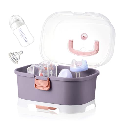 Baby Bottle Holder, Portable Large Capacity Toddler Bottles Storage Box with Lid Cover Anti-Dust Protection and Cutlery Storage Baby Bottle Drying Rack for Baby at Home Kitchen Travel Outdoors(3#)