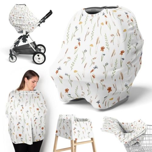 Sweet Jojo Designs Girl 5-in-1 Multi Use Baby Nursing Cover Watercolor Floral Garden Sage Green Multicolor