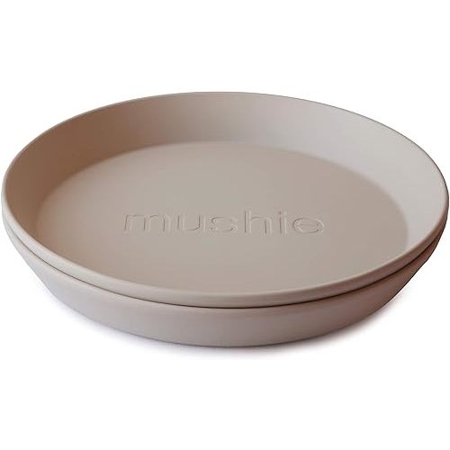 mushie Round Dinnerware Plates for Kids | Made in Denmark, Set of 2 (Vanilla)