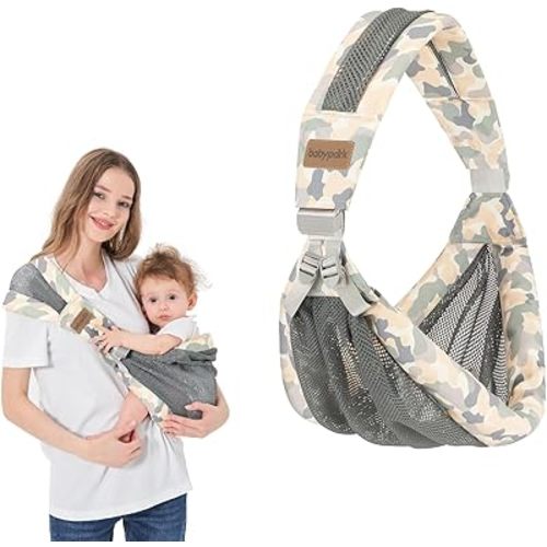 Adjustable One Shoulder Baby Carrier for Infant, Lightweight Breathable Mesh Baby Hip Carrier Portable Baby Carrier Sling for Newborn to Toddler Girl and Boy 6-40 lbs (Green)