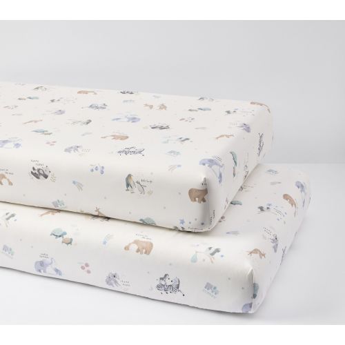 Avery Animals Organic Crib Fitted Sheet | Pottery Barn Kids