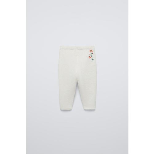 EMBROIDERED FLOWERS KNIT LEGGINGS - Ecru | ZARA United States