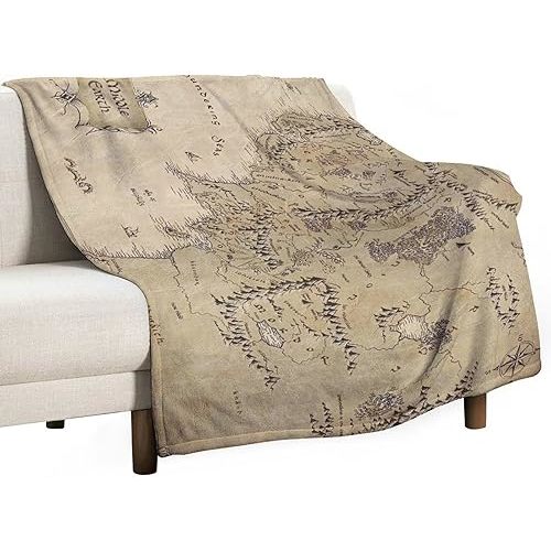 Middle Earth Map Throw Blankets Fleece Blanket Super Soft Plush Throw Blanket Cozy Fuzzy Bed Blankets Microfiber Flannel Blankets for Couch, Bed, Sofa-40"x50"