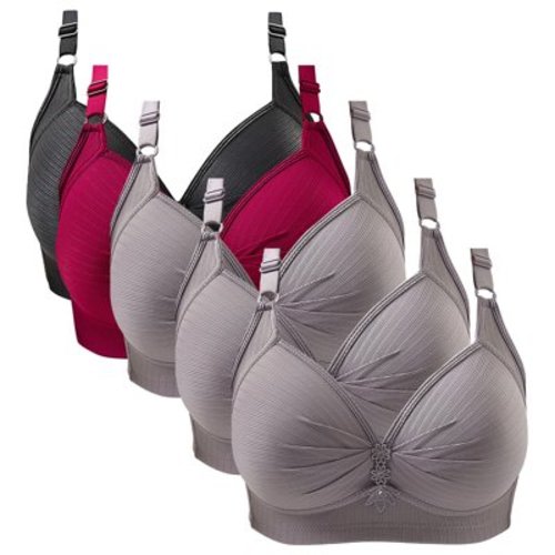 Red Push Up Bra, Cotton Sports Bra, Backless Bra, Thin Laceless Steel Ring Comfortable Breathability Underwear Large Size Brater Buckle Female Bra Deep V Neck Vest Bralette Wireless Seamless Bra
