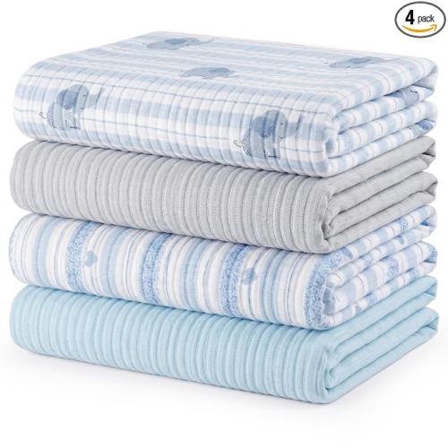 Muslin Swaddle Blankets for Newborns – Pack of 4 | 47" x 47", 100% Organic Cotton, Multipurpose, Ultra Soft & Breathable Receiving Blanket, Swaddle Wrap for Baby Boys & Girls