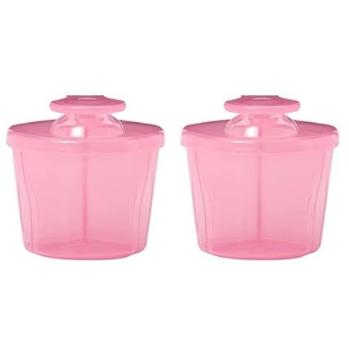 Dr. Brown's Baby Formula Dispenser with Snap-On Lid for On-The-Go Feedings,Milk Powder Dispenser for Traveling with Infant,Pink Pack of 2