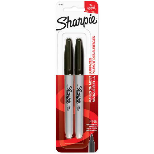 Sharpie Fine Point Permanent Markers, Black, Thin Line, 2 Pack