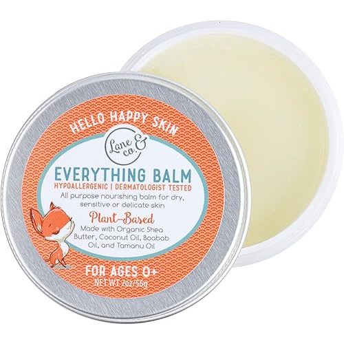 Lane & Co Everything Balm - Plant-Based Baby Care Balm for Diaper Rash, Cradle Cap, Chapped Lips, Dry Skin - Ideal for Sensitive, Delicate Newborn Skin - Suitable for Babies, Kids, Mothers, Adults