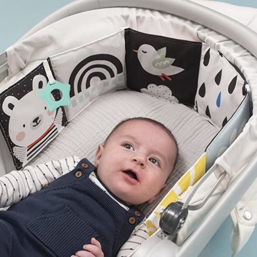 Baby Steps Angel Bear Black White High Contrast Baby Soft Cloth Book Tummy Time Toys,Baby Safe Mirror Teether Early Educational for Infants Toddlers Sensory,0-3 Yrs Newborn Crinkle Book for Babies - Angel bear