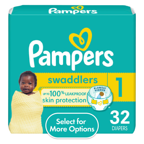 Pampers Swaddlers Diapers, Size 1, 32 Count (Select for More Options)