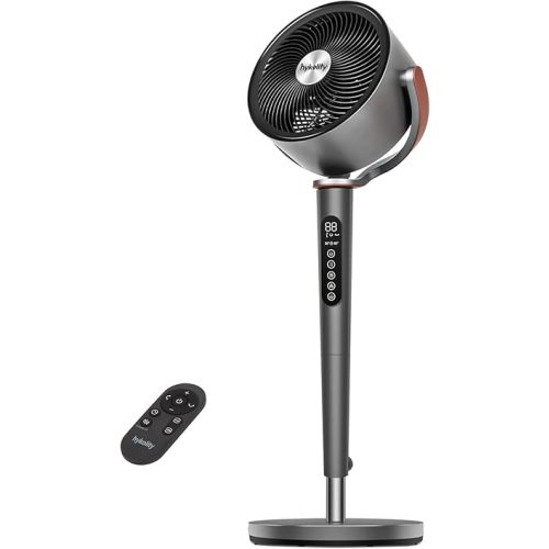 hykolity Large Pedestal Fan for Bedroom, 120°+90°Omni-directional Oscillating Standing Fan, 85ft Air Circulator With Remote, DC Motor Quiet Floor Fans, Adjustable Height, 12 Speeds, 5 Modes, 12H Timer
