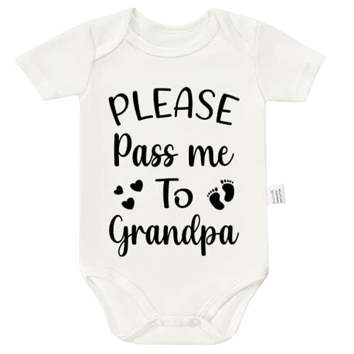TENUB Please Pass Me to Grandpa Bodysuits, First Time Grandpa Gifts Baby Items Cute Baby Newborn Cotton Bodysuit 0-24 Months