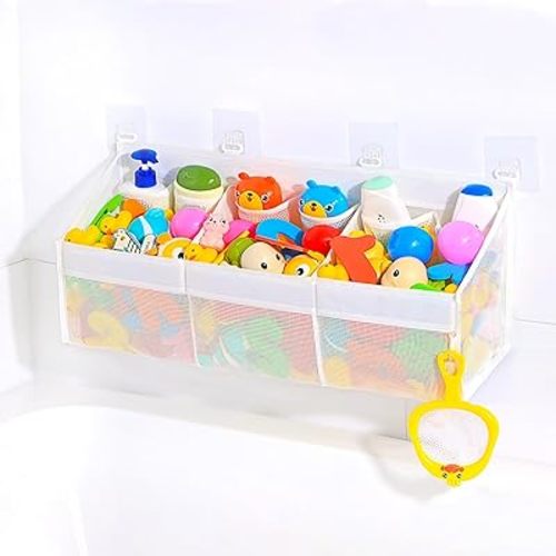 KPH has improved the bath toy holder experience, with the bathtub toy storage adding 6 pockets and a super breathable mesh bath toy storage that dries quickly, bath toy organizer, Easy to use