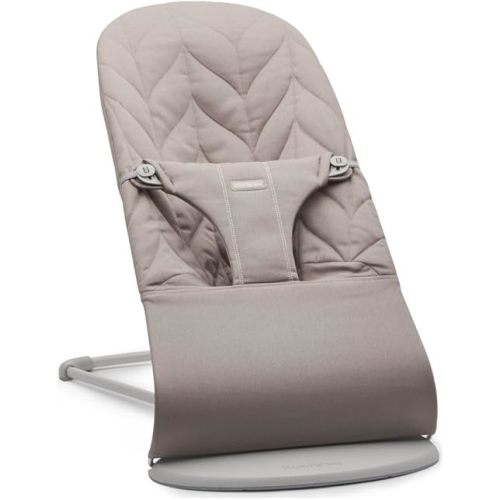 BabyBjörn Bouncer Bliss, Sand Gray, Woven, Petal Quilt | 2-in-1 Adjustable Baby Bouncer Seat and Toddler Chair, Newborn to Toddler (8-29 lbs), 4 Positions, Lightweight & Portable